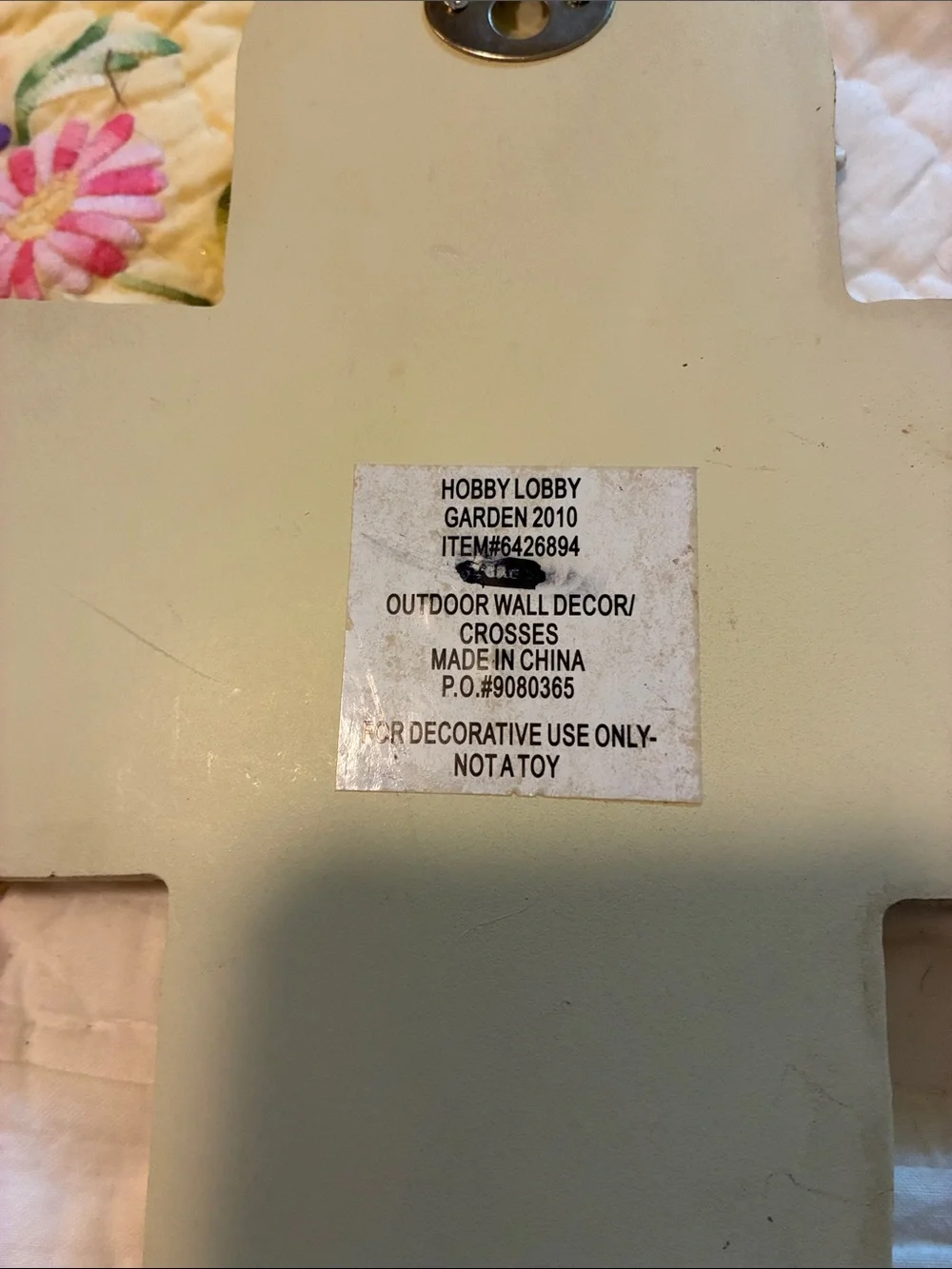 Hobby Lobby Cream Wall Cross with Blue Floral Accents